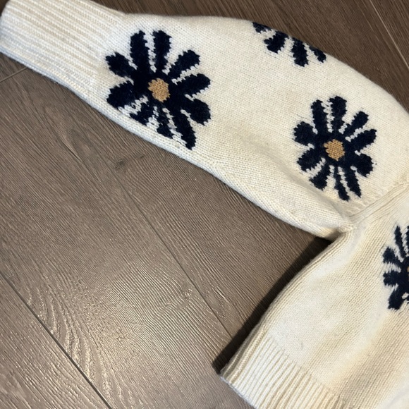 Sandro Cream and Navy Floral Intarsia Sweater - Picture 8 of 13